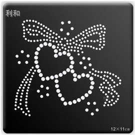 现货蝴蝶结 烫钻烫图爱心烫钻贴批发衣服胸口图案DIY烫图