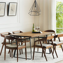 全实木咖啡厅酒吧复古餐桌椅酒店家具软垫靠背休闲椅办公桌书E18