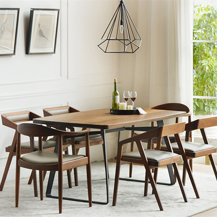 全实木咖啡厅酒吧复古餐桌椅酒店家具软垫靠背休闲椅办公桌书E18