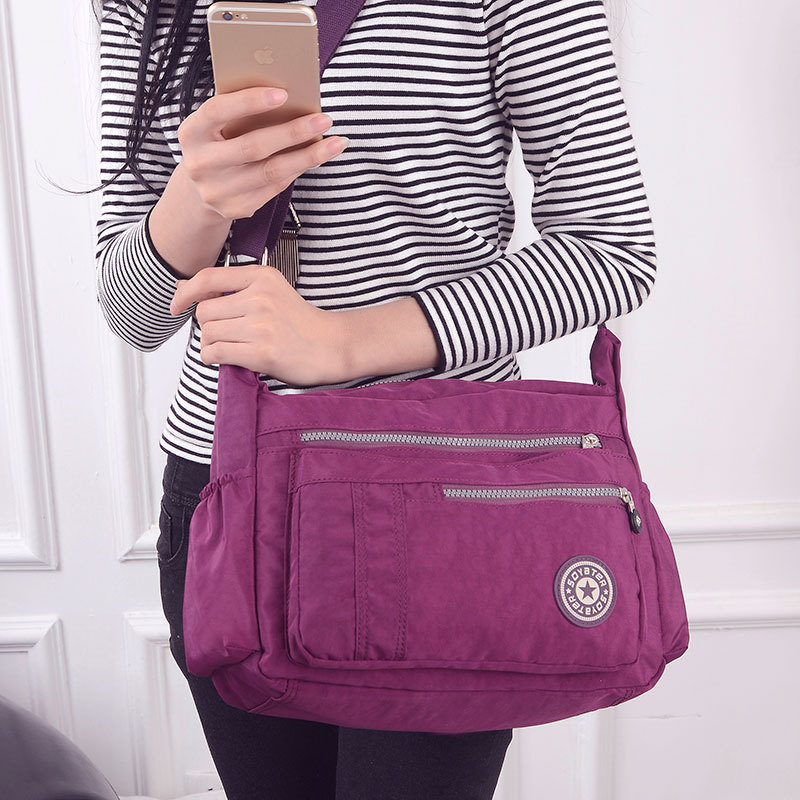 Factory wholesale new canvas shoulder messenger bag women's nylon casual solid color bag large capacity simple mom bag