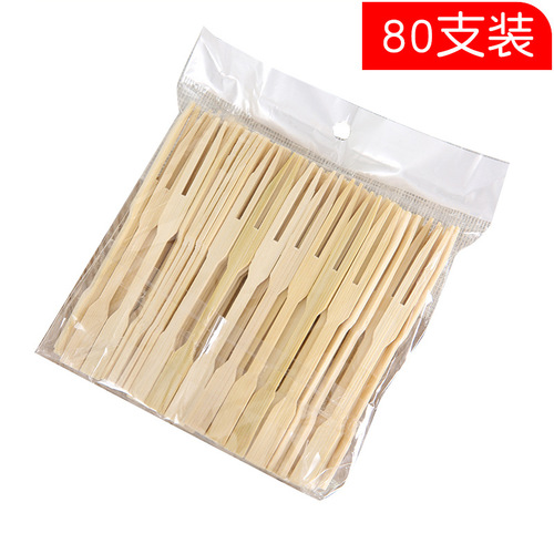 Disposable snack cake picks, household dessert forks, fashionable, creative, environmentally friendly and hygienic bamboo fruit forks wholesale