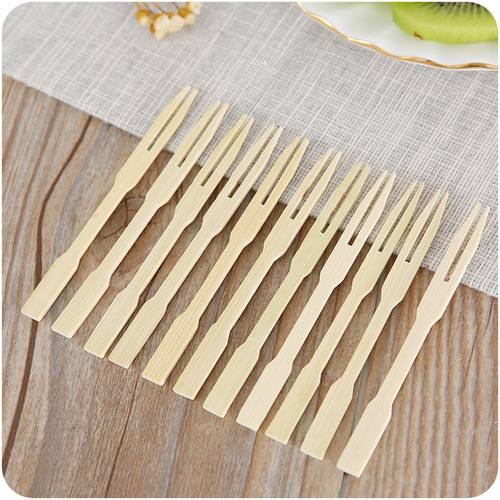 Disposable snack cake picks, household dessert forks, fashionable, creative, environmentally friendly and hygienic bamboo fruit forks wholesale