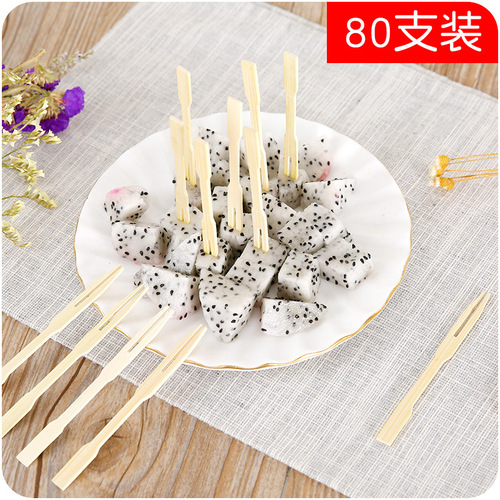 Disposable snack cake picks, household dessert forks, fashionable, creative, environmentally friendly and hygienic bamboo fruit forks wholesale