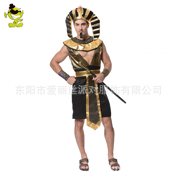 Halloween de los hombres grandes adultos faraón egipcio ropa fiesta mascarada etapa rendimiento traje Cosplay
