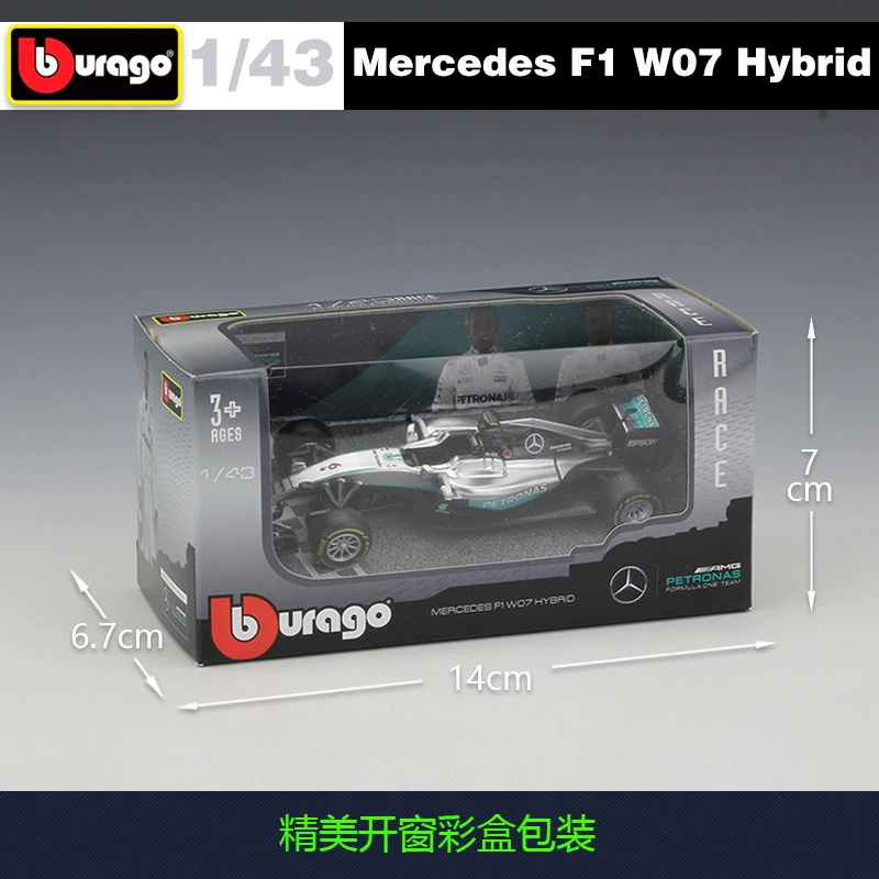 Mercedes Benz, сезон реалистичная металлическая гоночная машина, масштаб 1:43
