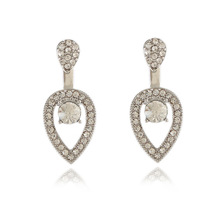 热卖满钻大小双水滴前后耳钉 新款欧美风镶钻耳饰 精品耳钉批发