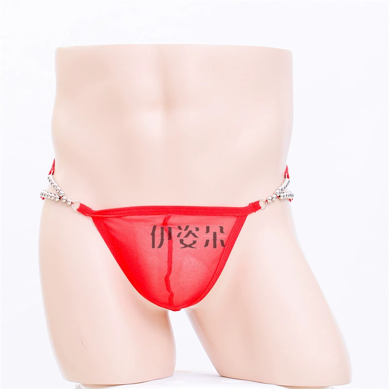 Men's Semi-Transparent Thong Underwear - Sexy, One Size, White/Black/Red/Blue, 自主 Brand
