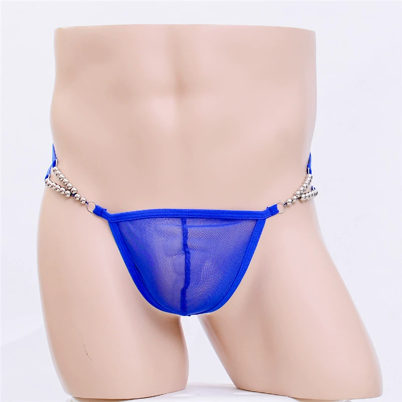 Men's Semi-Transparent Thong Underwear - Sexy, One Size, White/Black/Red/Blue, 自主 Brand
