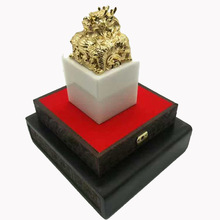 厂家定做商务礼品玉器金镶玉龙头玉玺和田白玉玉石印章