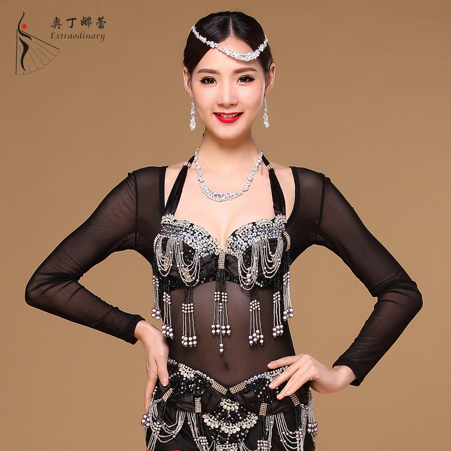 Odinale Belly Dance One-Piece Top with Elastic Inner Mesh Garment for Women, Slim Fit and Slimming Top for Adults