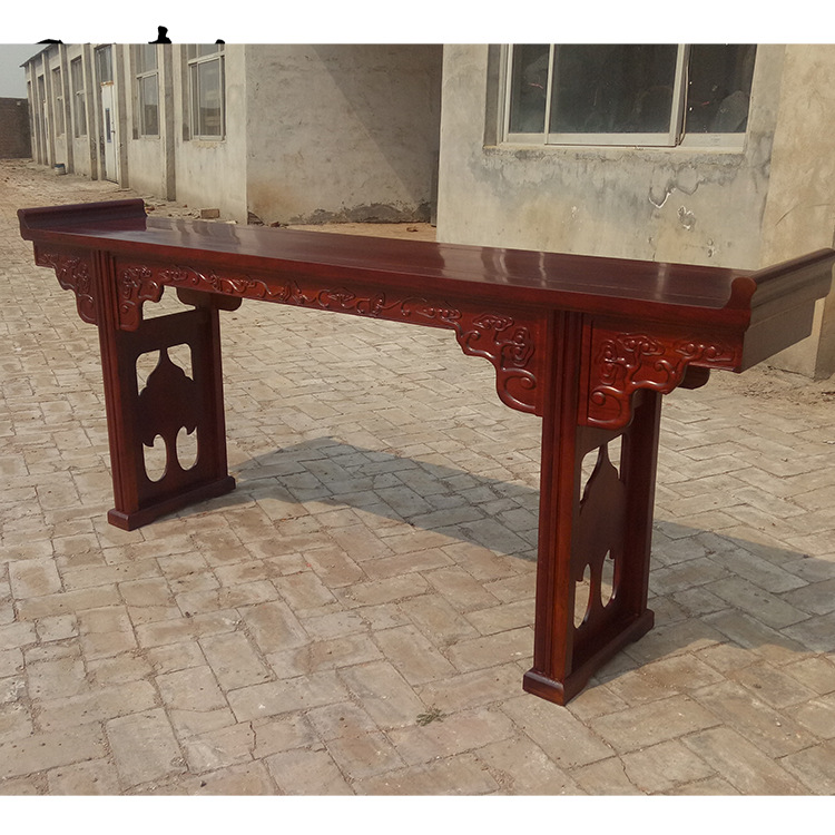 Redwood Furniture Foyer Table Chinese-Style Solid Wood Sideboard Elm Wood Carved Side Table Incense Altar New Chinese Style
