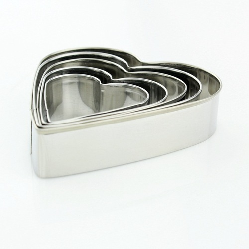 Cross-border exclusive heart-shaped fondant cookie mold Valentine's Day cake stamp DIY baking tool heart set of five