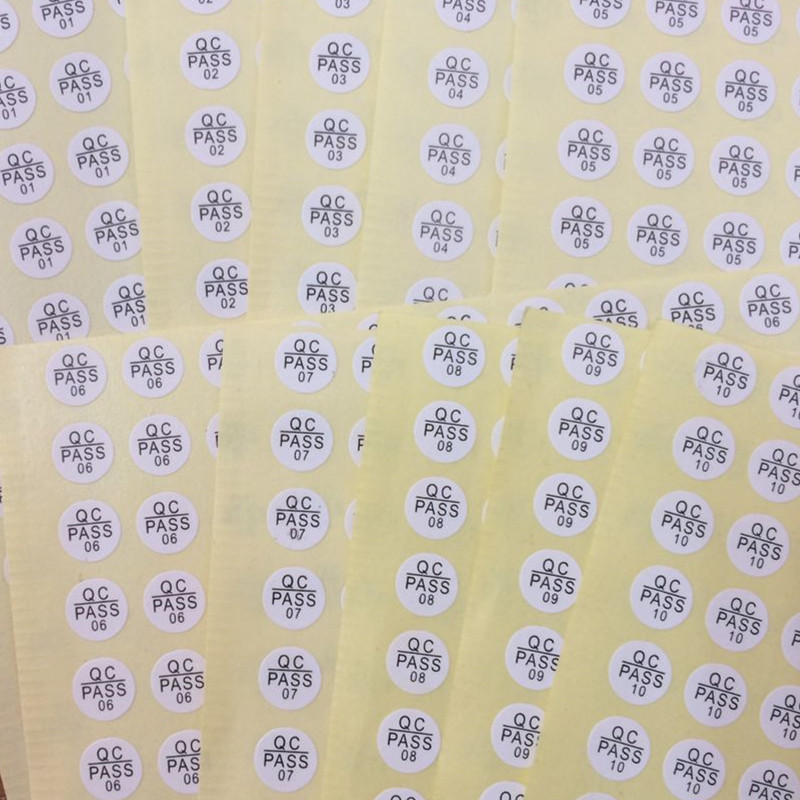 8MM圆形 QC PASS标贴不干胶贴纸现货 qc pass01-10数字编号标签