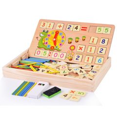 Wooden children's early education intellectual toy N function number stick operation learning box addition, subtraction, multiplication and division learning alarm clock