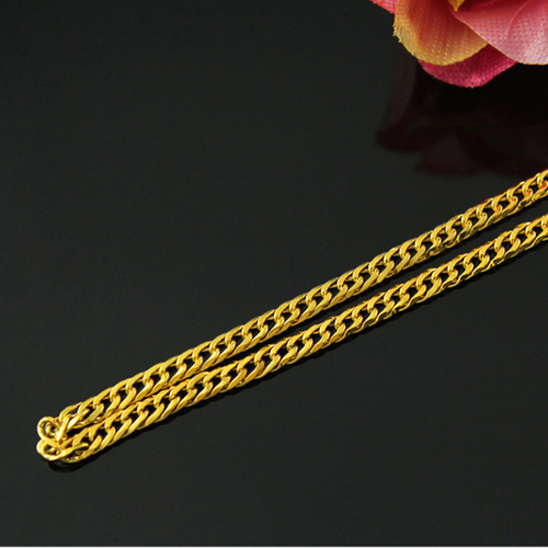 3mm embroidered double buckle necklace for men