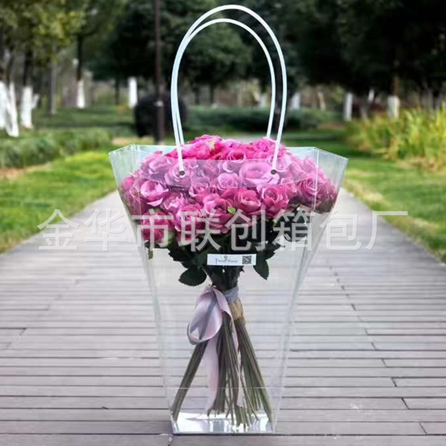 长期供货透明鲜花袋 手提鲜花礼品袋 花束礼品包装pp袋 透明袋