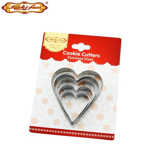 Cross-border exclusive heart-shaped fondant cookie mold Valentine's Day cake stamp DIY baking tool heart set of five