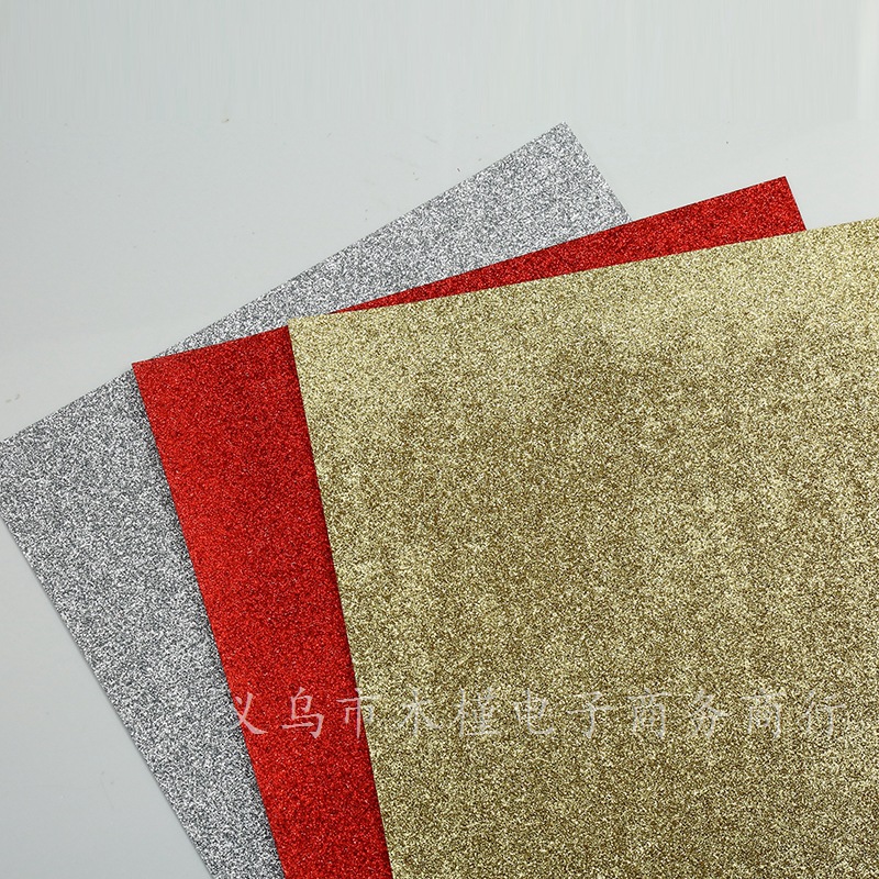 外贸圣诞彩色PET撒金粉DIY手工金葱彩色硬塑料片批发创意剪影