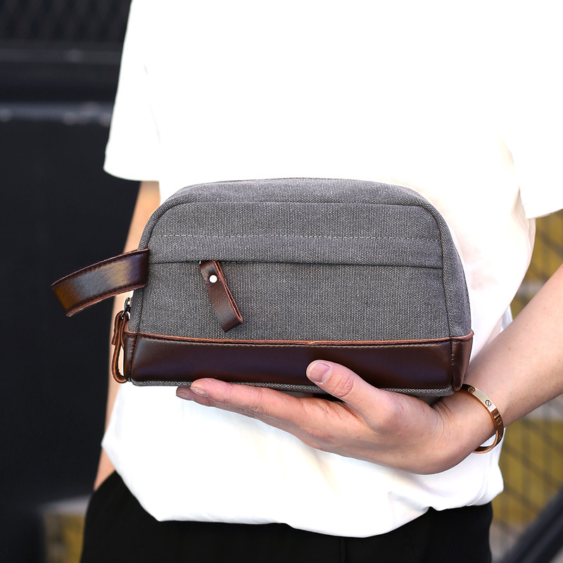 Bolso de lona para hombre 2025 – Estilo retro europeo, clutch con contraste de color, casual y multifuncional