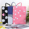 Cartoon capacious linen bag with zipper for folders, Korean style, South Korea