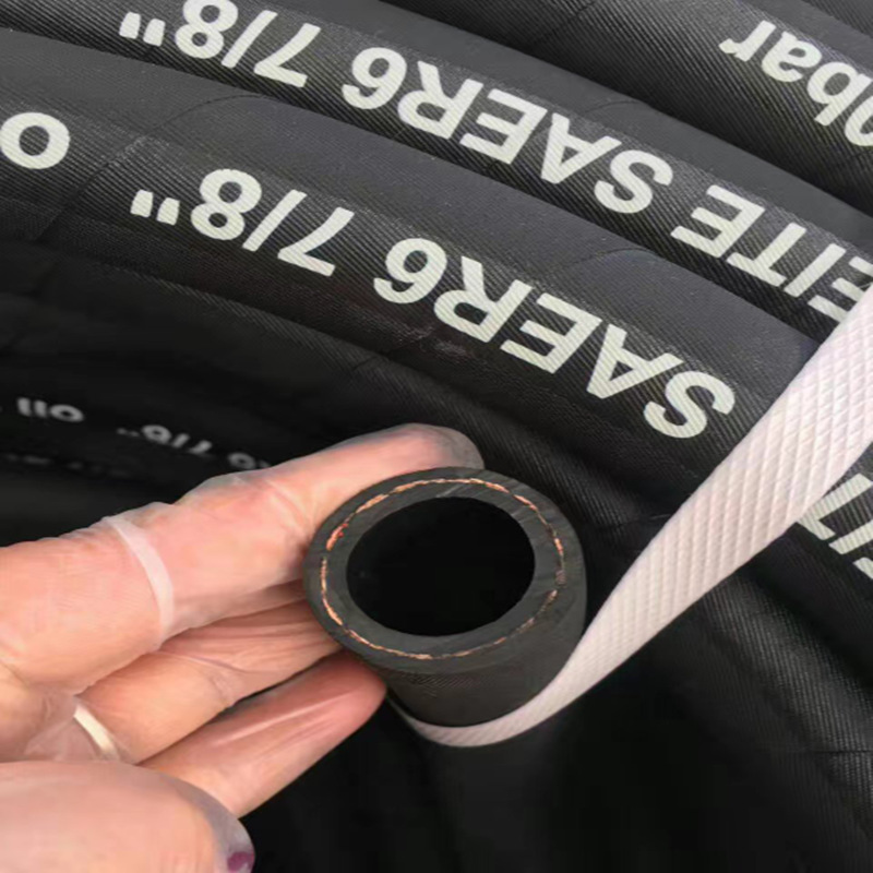 单层纤维编织液压胶管 SAE100R6夹线耐油橡胶管 彩色耐油胶管厂
