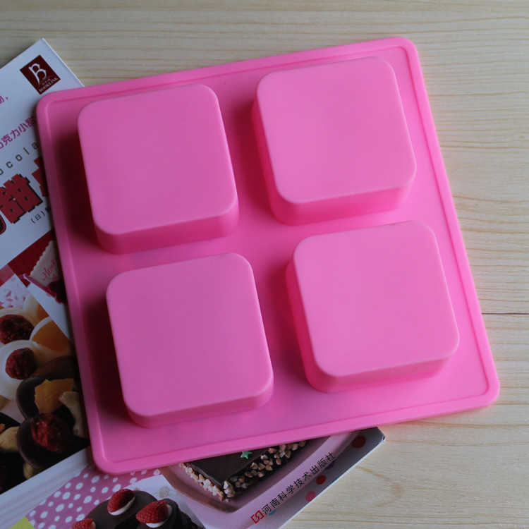 厂家批发供应各类硅胶蛋糕模4连正方形手工皂模果冻布丁模具