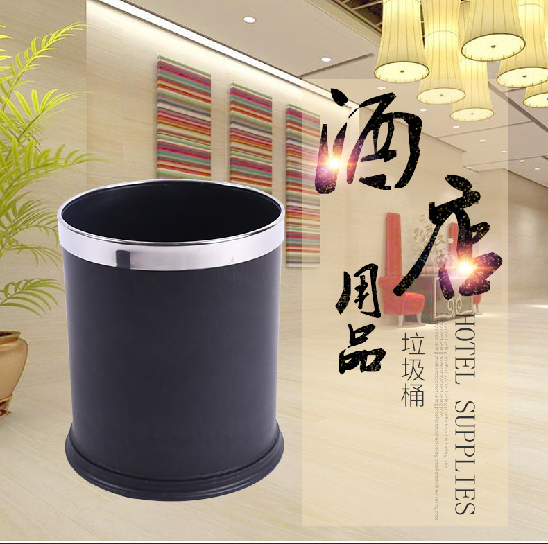 Printable logo trash can Hotel room ktv storage Anti-Flame retardant trash can stainless steel plastic trash can