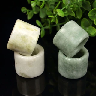 工厂定制玉石扳指干青扳指 贵州翠蓝田玉药王石黑砭石 中式盖置