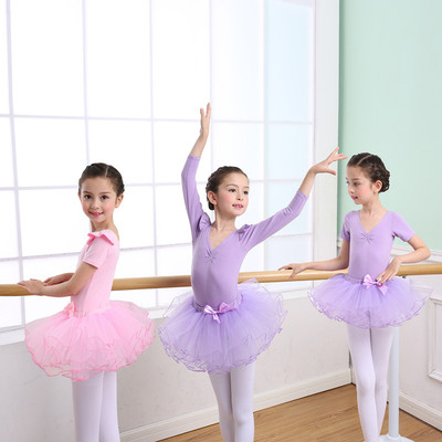 children dance clothing Spring and autumn season Short sleeved pure cotton Ballet level examination Uniforms girl child costume