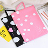 Cartoon capacious linen bag with zipper for folders, Korean style, South Korea