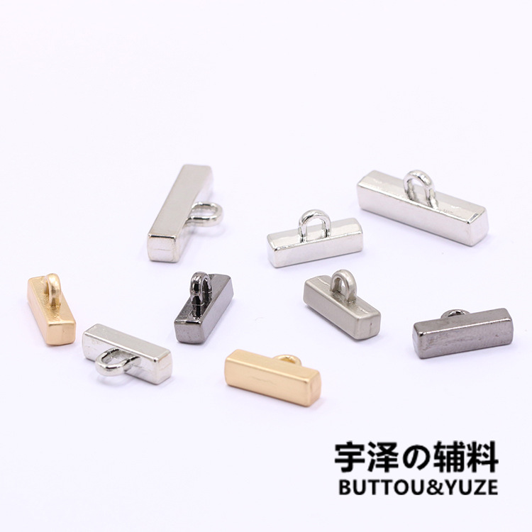 供应金属纽扣 金色银色长条一字纽扣 西装外套大衣毛衣纽扣子