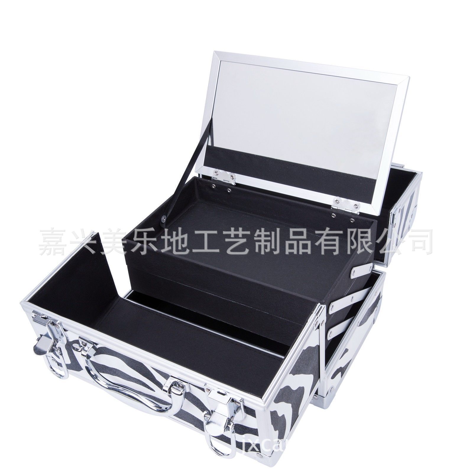 厂家做时尚漂亮铝合金化妆箱 指甲油粉饼眉笔储存收纳箱跟妆箱