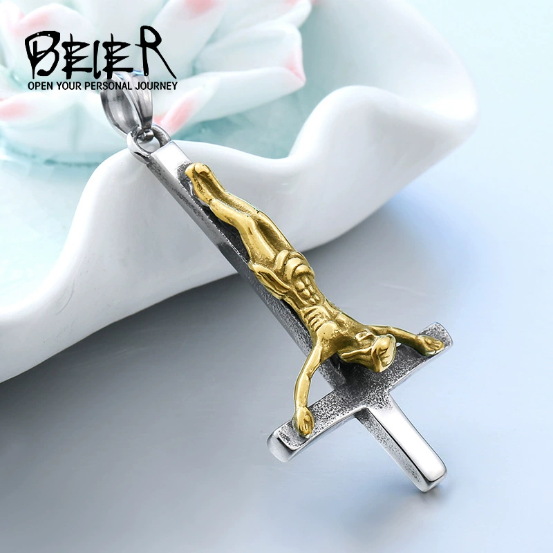 Fashionable accessory, men's pendant stainless steel, necklace, wholesale, European style