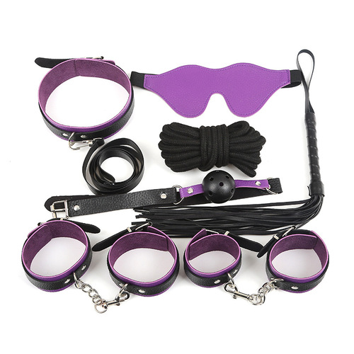 Adult erotic sex toys men's and women's eye mask leather handcuffs bondage equipment 7-piece set alternative toys wholesale