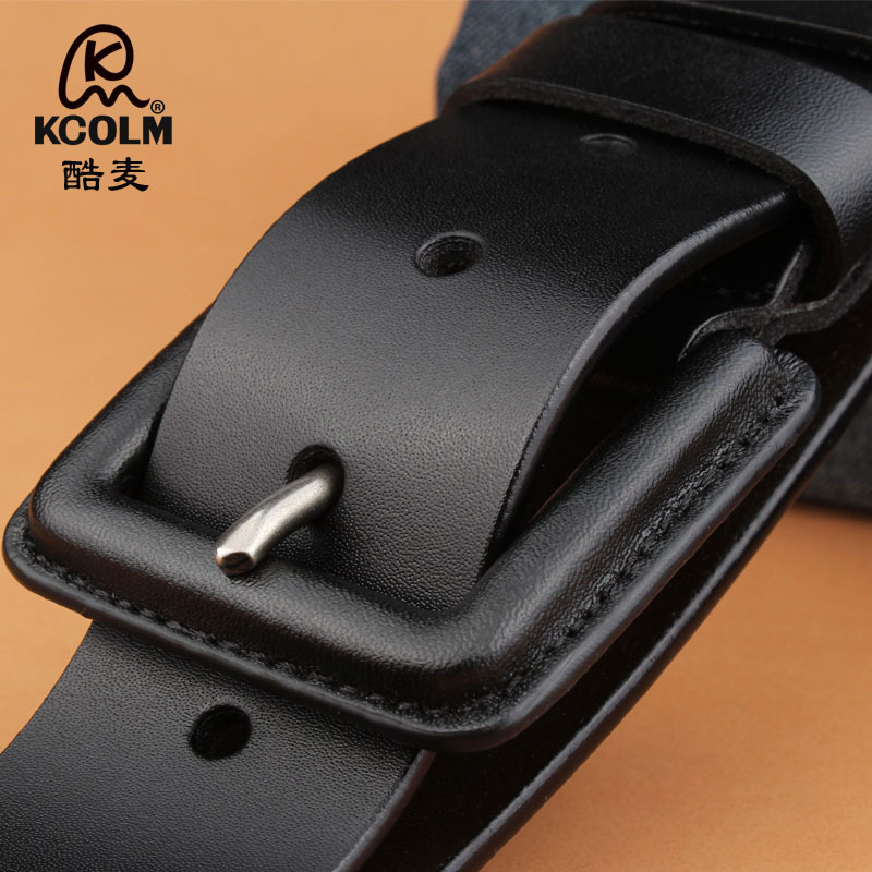 Anti-metal Allergy Belt Men's Genuine Leather Cowhide Leather Buckle Pin Buckle Casual Belt Wide All-match Simple