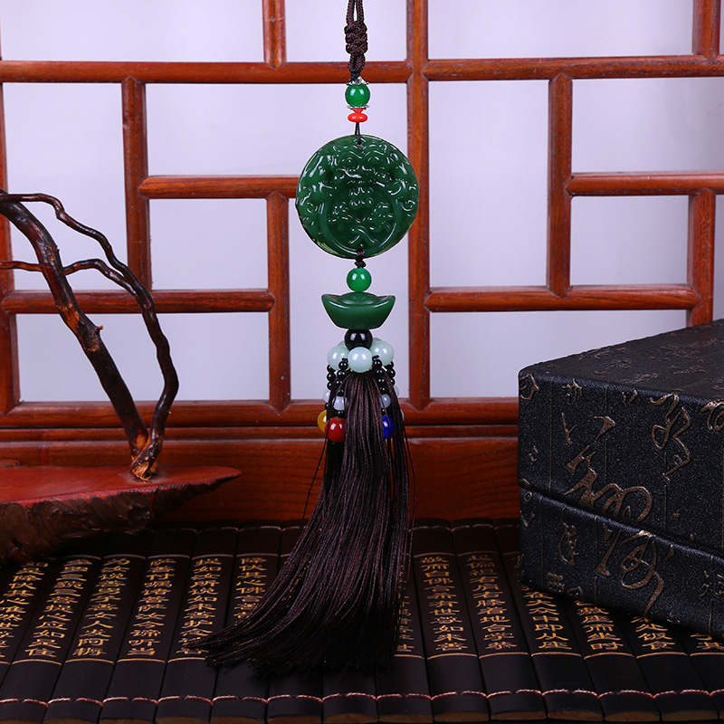 仿玉佩出入平安汽车挂件 车载后视镜玉石车内挂饰品 汽车用品