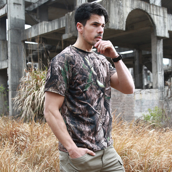 ESDY Travel camouflage sports T-shirt with a round collar