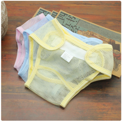 Velcro breathable mesh baby underwear soft diaper pants infant mesh breathable diaper pocket pull-up pants