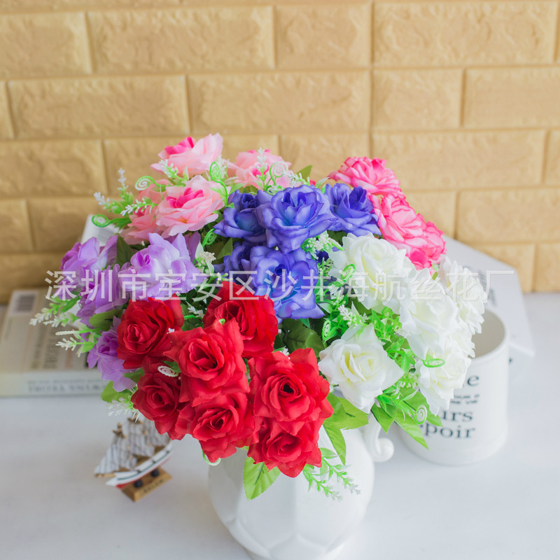 Manufacturer Wholesale Artificial Flowers 7-Head Juliet Rose Decorative Flowers Silk Flowers Fake Flowers Wedding Decoration Flowers