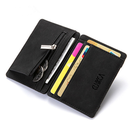 Flip wallet creative men's magic wallet PU card holder men's coin purse short zipper wallet wholesale