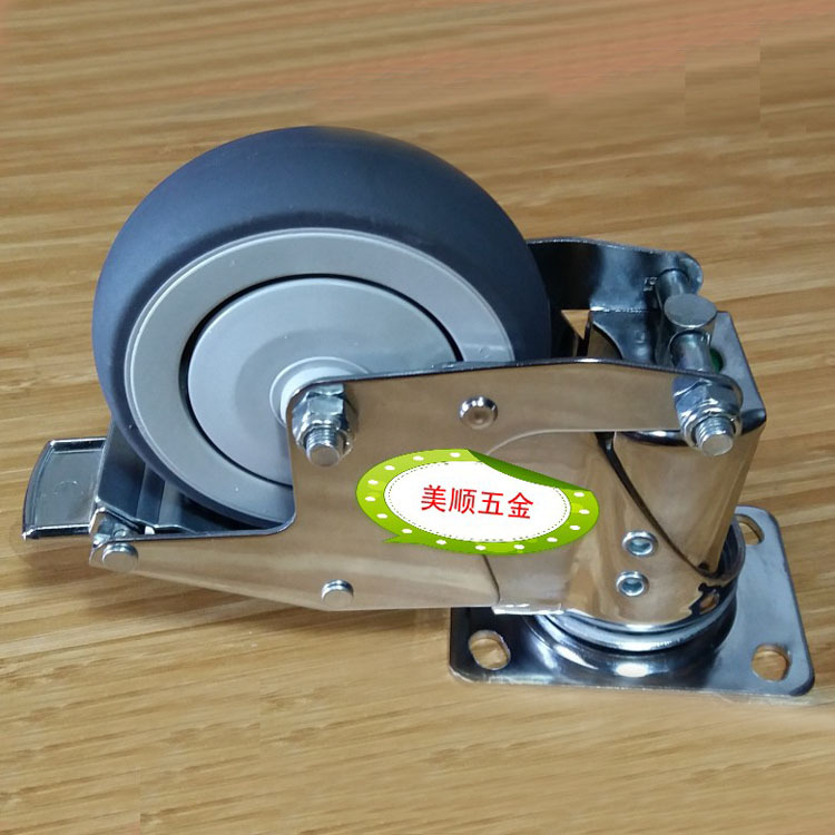 生产厂家供应美顺2系列4寸耐磨弹簧减震物流机械设备万向刹车脚轮