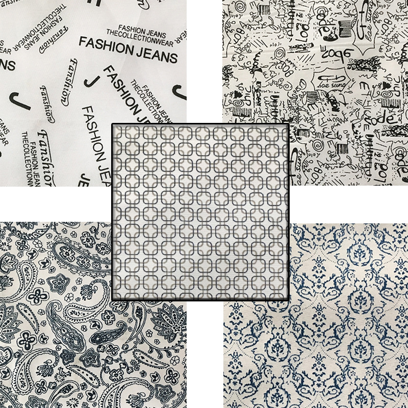 厂家直销数码印花加工190T全弹春亚纺涂料印花牛仔工装口袋布现货