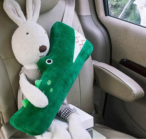 Corea del Sur pequeño animal muñeca niños asiento de coche cubierta la correa seguridad calmante almohada felpa