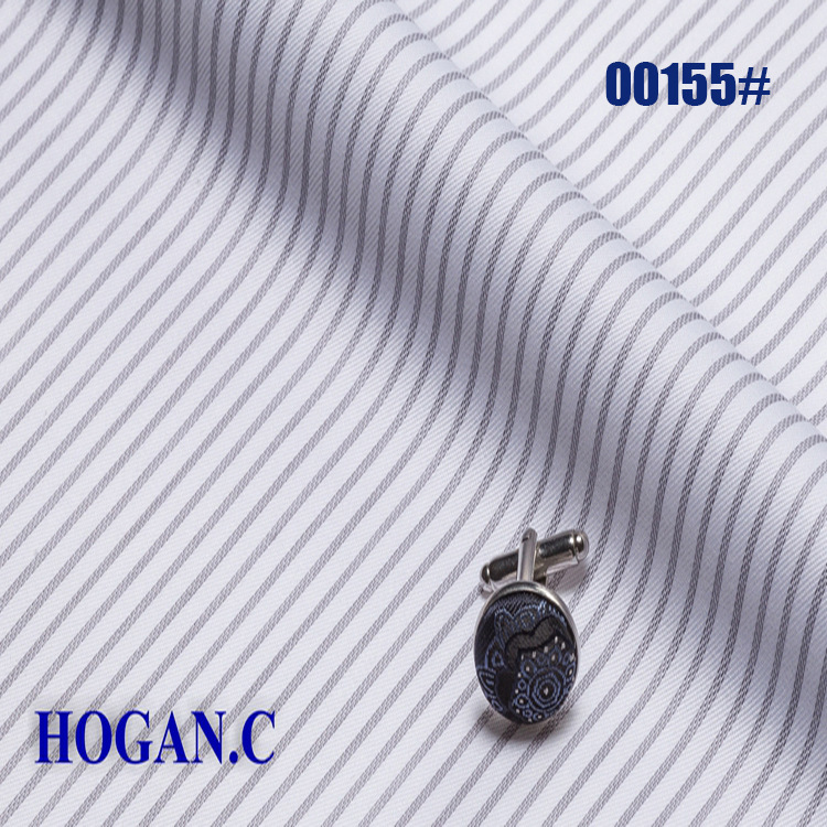 斜纹蓝色条纹防透衬衫布 职业工装衬衣面料 色织现货 厂家直销