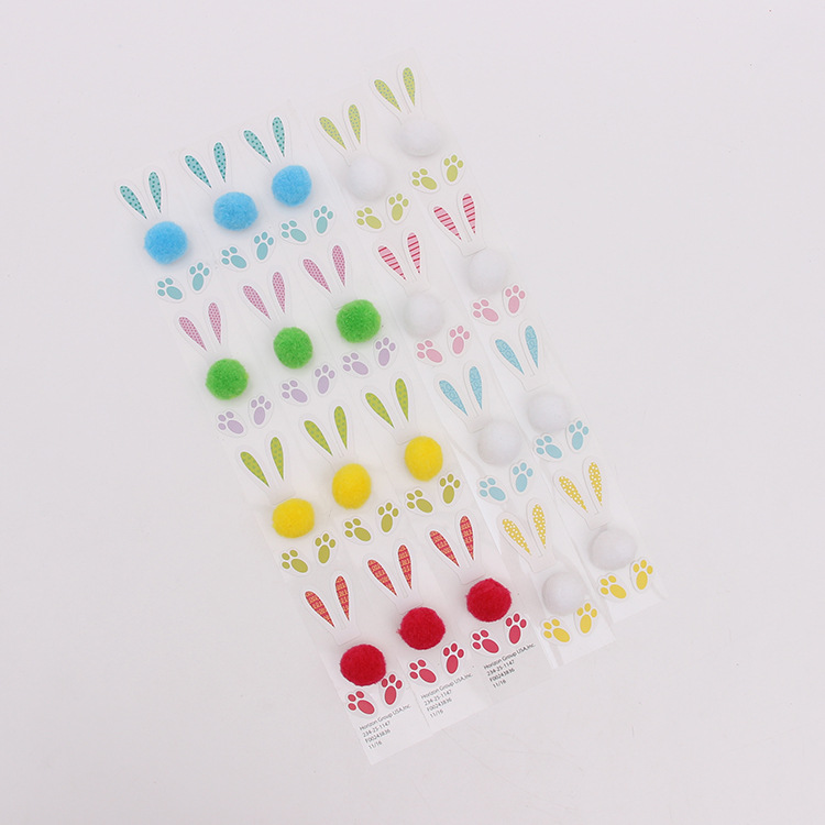 批发文具贴纸组合 兔耳朵毛绒贴纸 卡通动漫日记PVC手机贴纸