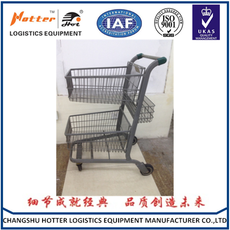 HOT-C14 适用于超市双层购物车 商场 KTV手推车 铁丝篮手推车