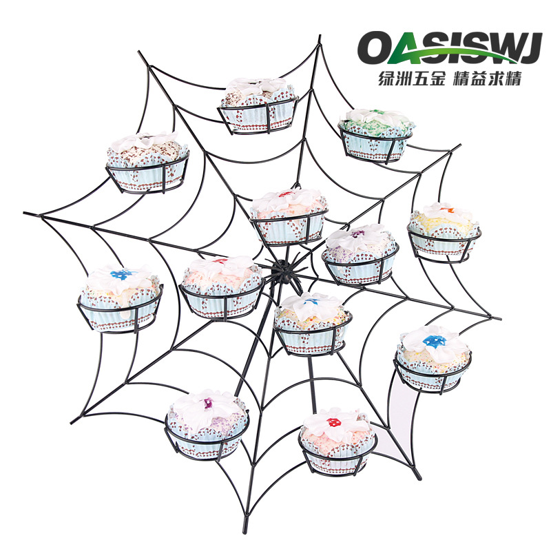 OASISWJ spray de hierro soporte de la torta de plástico Rueda de la fortuna ocho tazas pequeño pastel giratorio de hierro soporte de hornear herramientas DIY