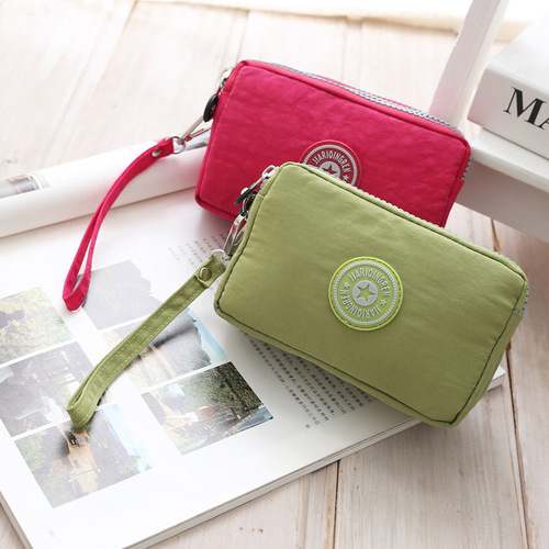 2020 Korean version short three-zipper women's mobile phone bag coin purse key bag middle-aged bag fashionable women's bag