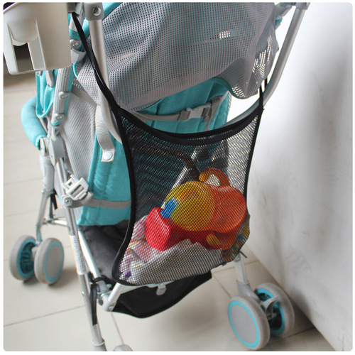 Infant car rear-mounted black grid hanging bag, diaper and tissue bag, baby stroller universal storage net bag