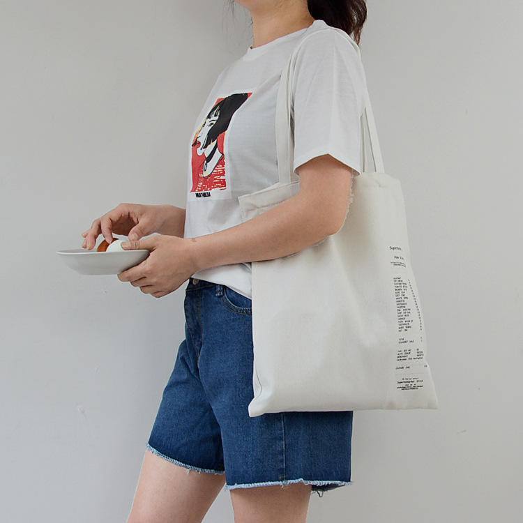 Nuevo ulzzang verano simple carta hombro bolsa de lona ins Hong Kong estilo bolso de las mujeres bolso de hombro estudiante universitario bolsa de tela mujeres